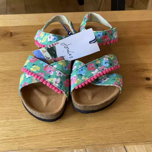 joules Girls Green Floral Tippytoes Sandals , Junior Size 2 BNWT