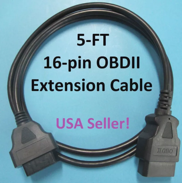 16 Pin Male to Female OBD2 OBDII Extension Cable Car Diagnostic Extender 5 Foot