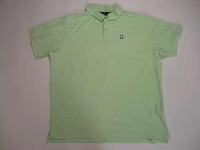 Psycho Bunny Shirt Mens 3XL Tall Polo Green Collar Short Sleeve Bunny Logo