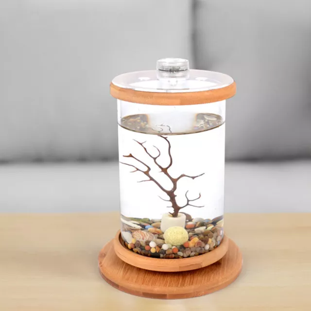 Transparent Eco Fish Tank Goldfish Aquarium Tank 360° Rotate Desktop Ornament