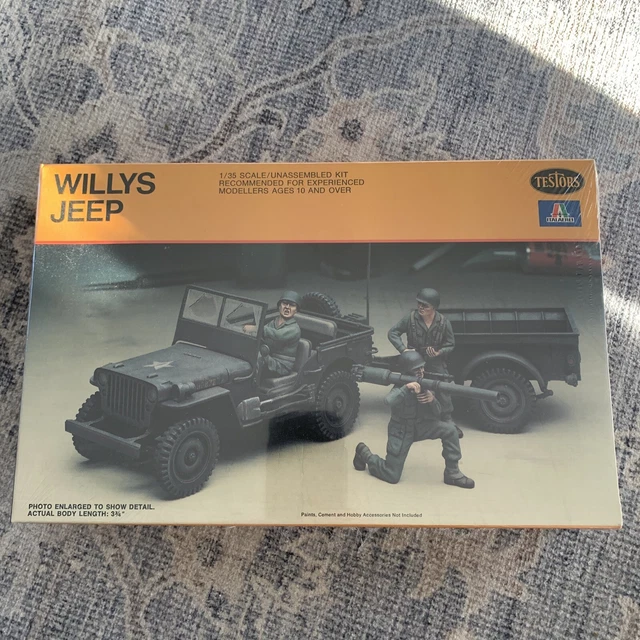 VINTAGE TESTORS ITALAEREI Willys Jeep W/ Trailer 135 Scale 1979 Model