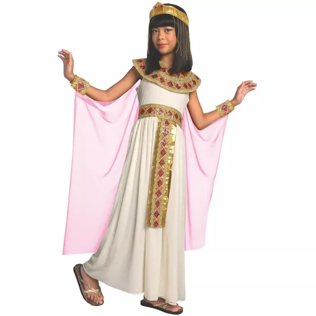 Costume Cleopatra Rosa Ragazza Regina Egizia Bambini Abito Fantastico Libro Settimana Halloween