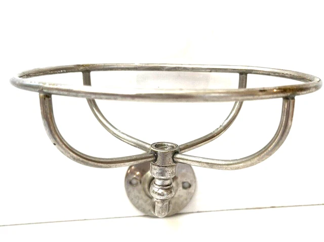 Antique 1920s Wilwear Wall Mount Sponge/Rag/ Soap Holder Solid Brass, Nickel