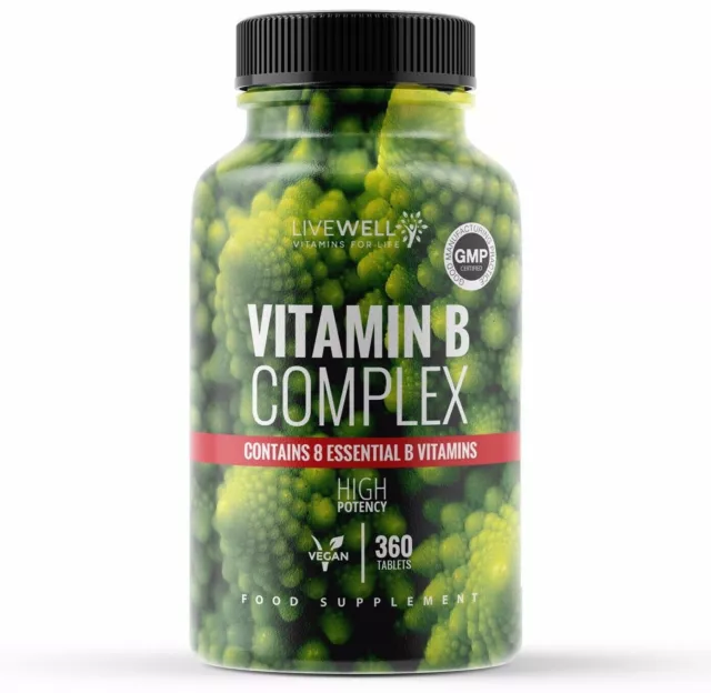 Vitamin B Complex 360 Tablets | Biotin & Folic Acid | B1, B2, B3, B5, B6, B12