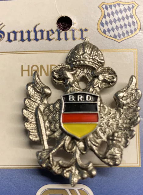 Vintage altes Abzeichen Hutnadel Pin, Wandernadel, Doppelkopfadler, BRD