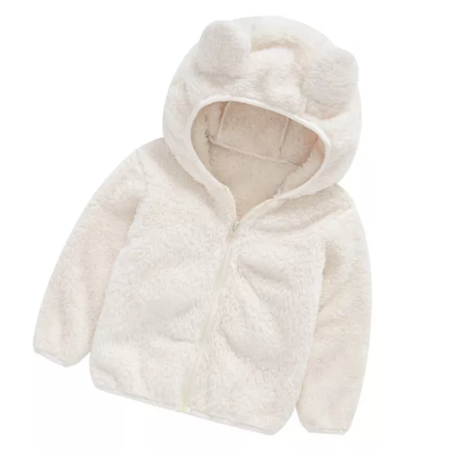 Winter Coat Soft Warm Solid Color Kids Warm Fluffy Jacket Comfy