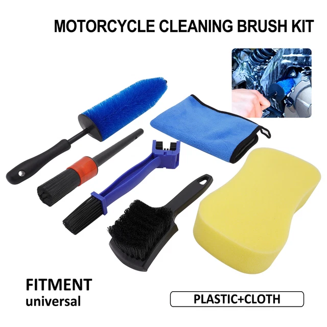6Pcs Detailing Brush Set Car Motorcycle Cleaning Tools Kit Frame Detail Cleaning