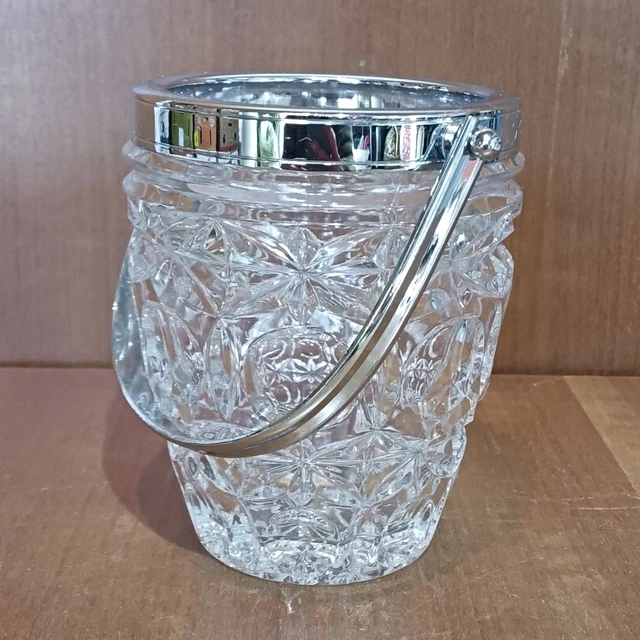 Seau à Champagne En Cristal, Anses Métal Argenté, Rare, Occasion