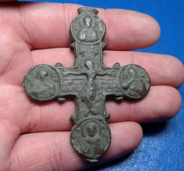 Ancient Bronze Cross-encolpion. 9th to the mid-14th century. Big !!!