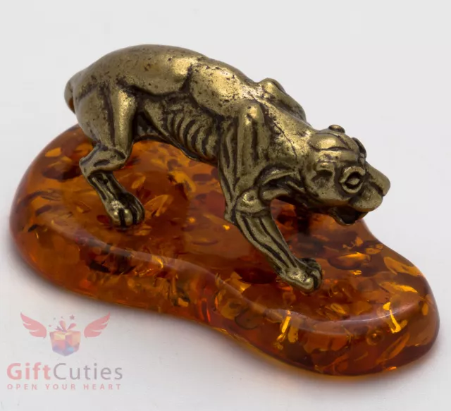 Solid Brass Amber Figurine of Cheetah Totem talisman IronWork 3