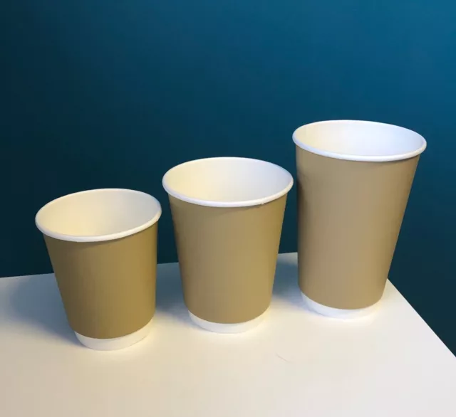 BIODEGRADABLE Paper CUPS Compostable Paper Coffee CUPS & Lids Double Wall Cups