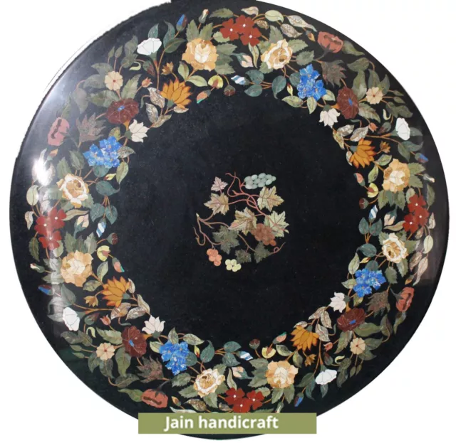 18" Marble coffee Table Top stones inlaid mosaic Pietra Dura art decor home