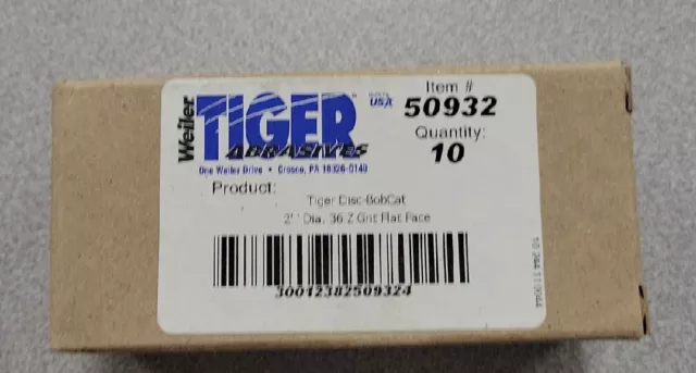 Weiler 50923 2" BobCat Angled Flap Discs - Qty 10 Brand New 36 Grit Bodywork