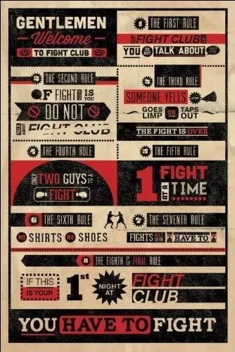 Fight Club Rules Movies Poster Art Print 24x36 inch Great Collectible