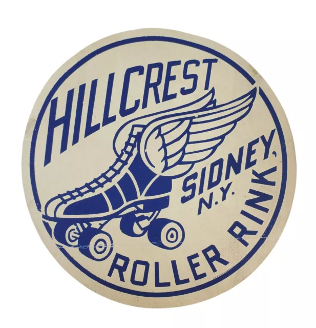 1940-50's Hillcrest Roller Skating Rink Label Sticker Sydney New York 5" Diam