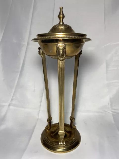 Antique Vintage Brass Athenian Egyptian Revival Lion Head Incense Burner Censer