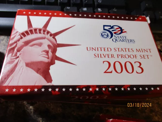 2003-S Us Silver Proof Set With Box And Coa   Ww3