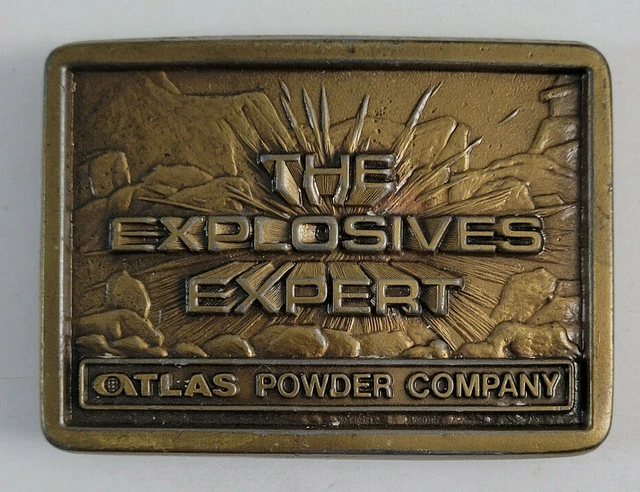 Vintage Atlas Powder Company Explosives Experts Brass Belt Buckle Koleaco Texas