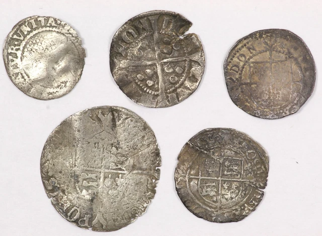 Lot of (5) Mixed Medieval Hammered Low Grade Silver Historic Coins Lot of (5) Mixed Medieval Hammered Low Grade Silver Historic Coins