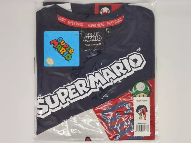 Super Mario Jungen T-Shirt Blau Grün Schwarz 100% Baumwolle Neu & OVP Gr. 98-128