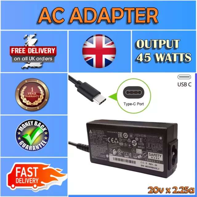 Delta 45W USB Type-C Charger For Acer Chromebook C851 Power Adapter