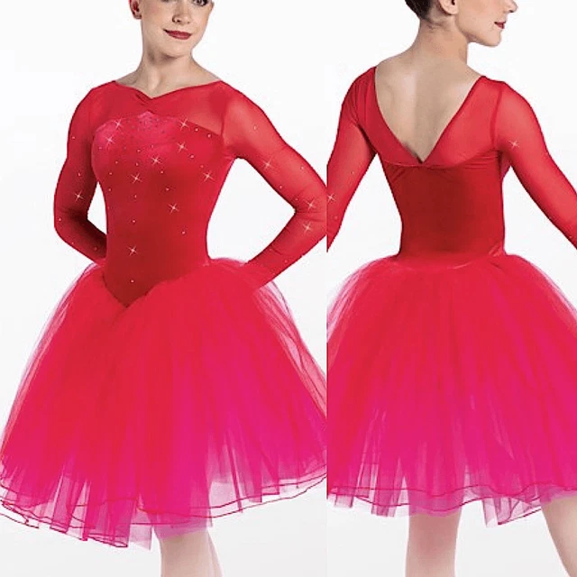 Weissman Dance ballet tutu costume red velvet Crystal rhinestone UNWIND 13142 MC
