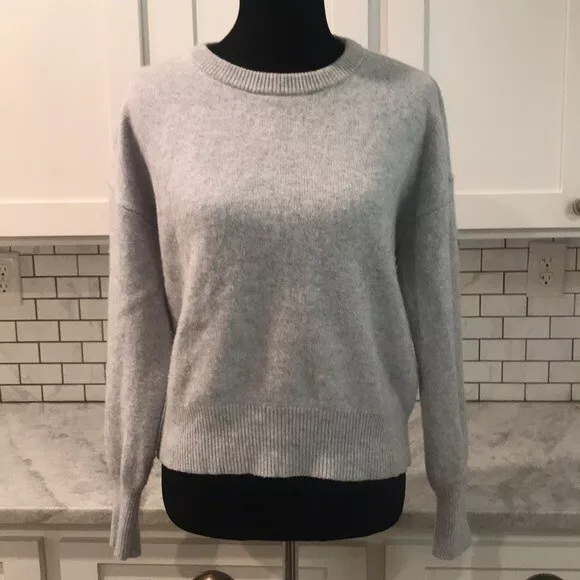 Theory Cashmere Gray Crew Sweater Womens Large Drop Shoulder Minimalist Classic