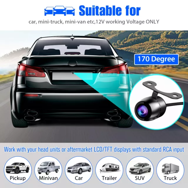 170° CMOS Car Front/Side/Rear View Reverse Backup Night Vision Parking Camera HD