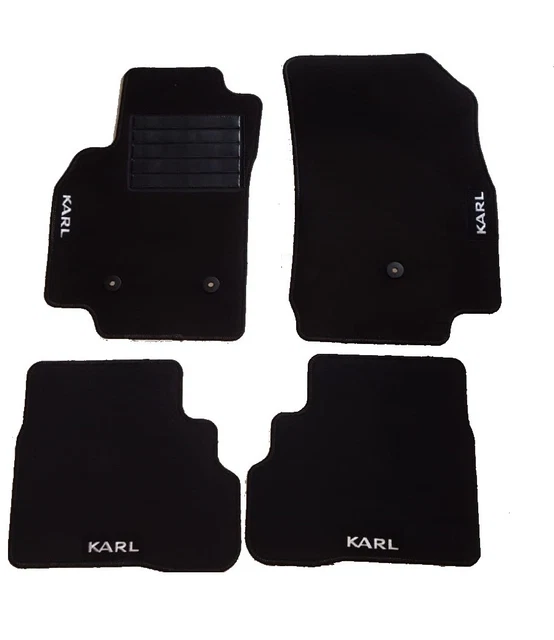 Set 4 Tappeti Auto Opel Karl 2015+ moto-MOLTICO Velluto Nero/Blu