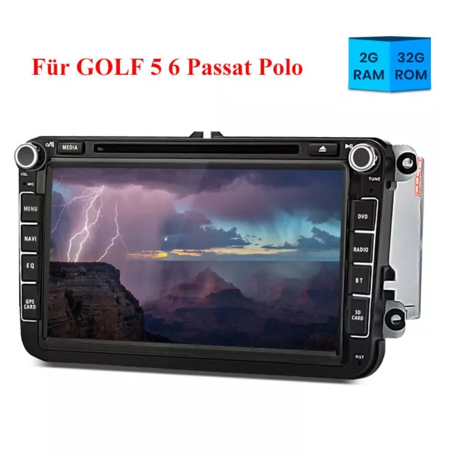 8" Autoradio Android 10.0 GPS Navi 2 DIN DVD Player DAB Für GOLF 5 6 Passat Polo