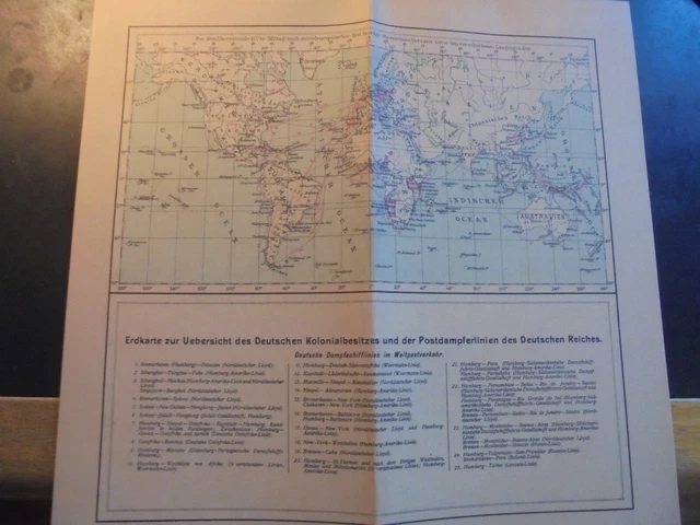 Erdkarte deutscher Kolonialbesitz, 1901 (Kolonien/Kolonialgeschichte) Reprint