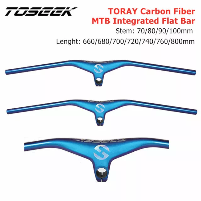 TOSEEK MTB Bike Integrated Flat Bar 28.6 Carbon Mountain Bike Handlebar 720/780