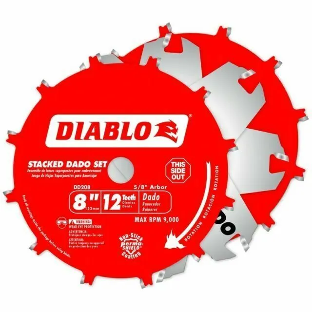 Diablo 8 in. Dia. x 5/8 in. Carbide Stacked Dado Saw Blade Set 12 teeth DD208H