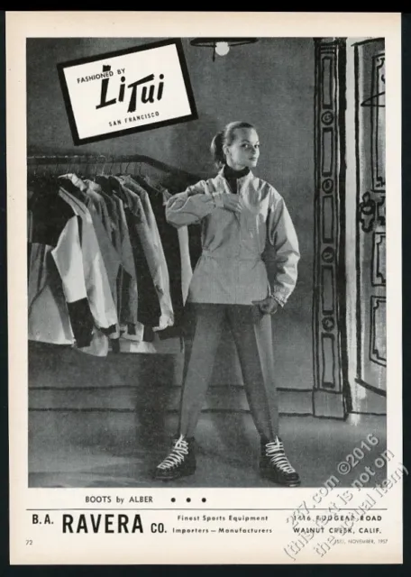 1957 LiTui Li Tui women's ski jacket fashion photo vintage print ad