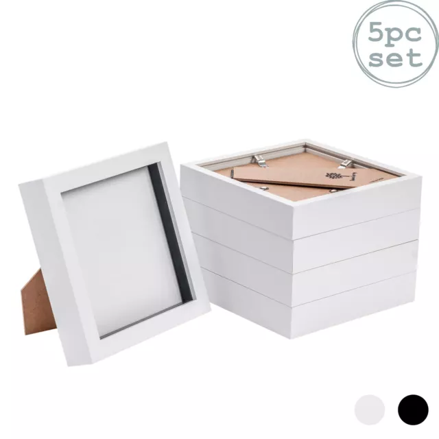 5x 3D Box Photo Frames Standing Hanging Craft Shadow Picture Frame 6 x 6" White