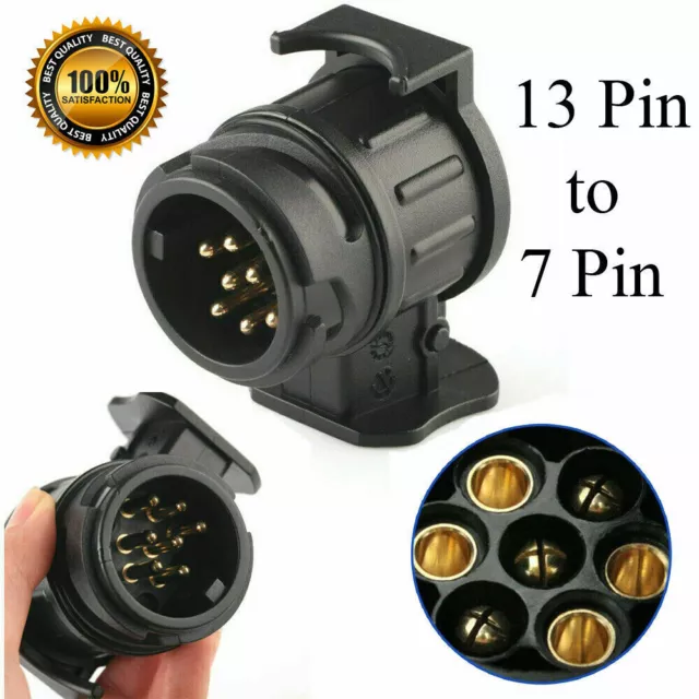 13 to 7 Pin Plug Trailer Truck Waterproof Electric Towbar Towing Socket Adapter