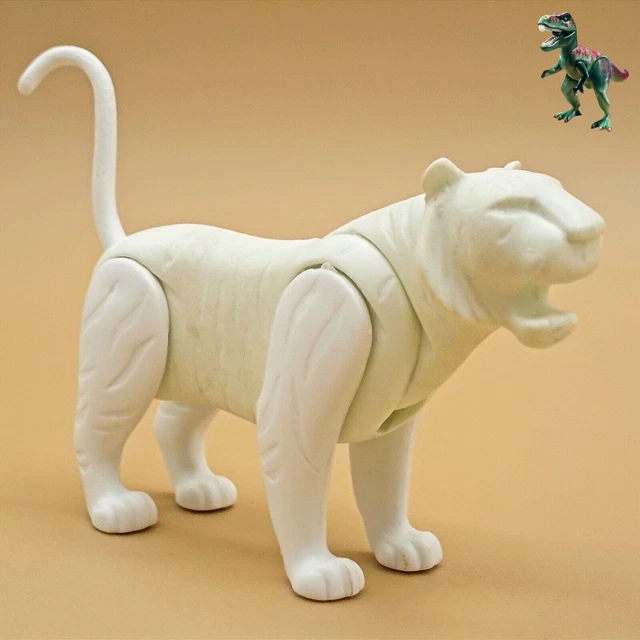 Lot Playmobil Zoo - Tigre Blanc Aux Rayures Noires, Cage Et Parc 3240/4233 - Occasion