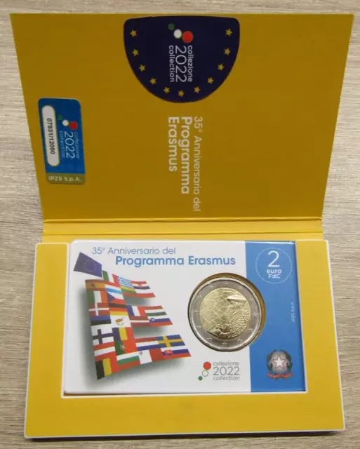 2 Euro Italien 2022 Erasmus in Original Coincard