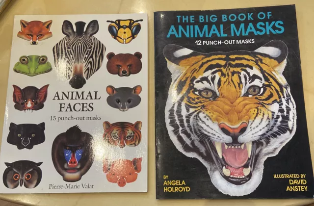 The Big Book Of Animal Masks 12 And 15 Punch Out Masks Tiger Lion Bear Wolf New