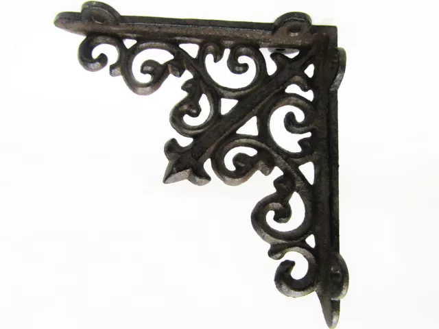 Lot 4 New Antique-Style Rustic Brown Cast Iron 5.5 x 5.5 Shelf Brackets Braces 2