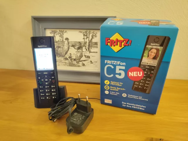 AVM FRITZ! Fon C5 + Ladegerät DECT Telefon - Schwarz Deutsch