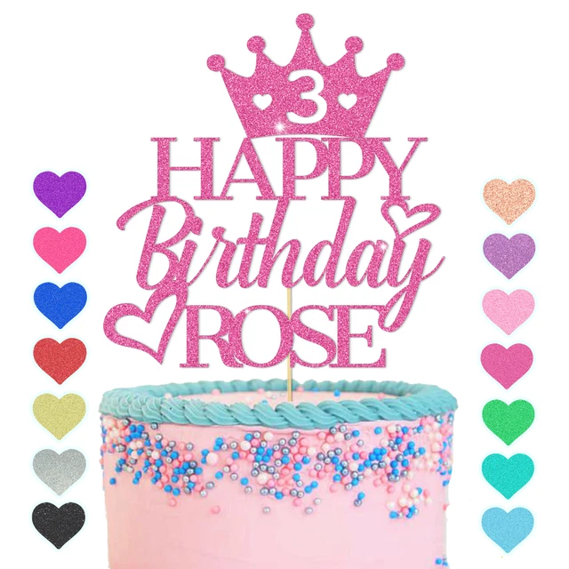 PERONALISED CAKE TOPPER Princess Name AGE Happy Birthday Crown Girls ...