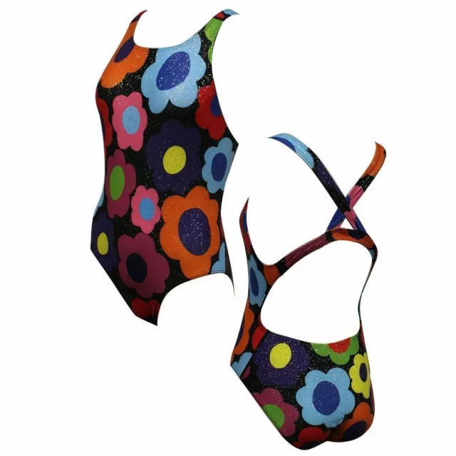 Maru Tek Back Multicoloured Womens Sixties Sparkle Swimming Costume FS4628