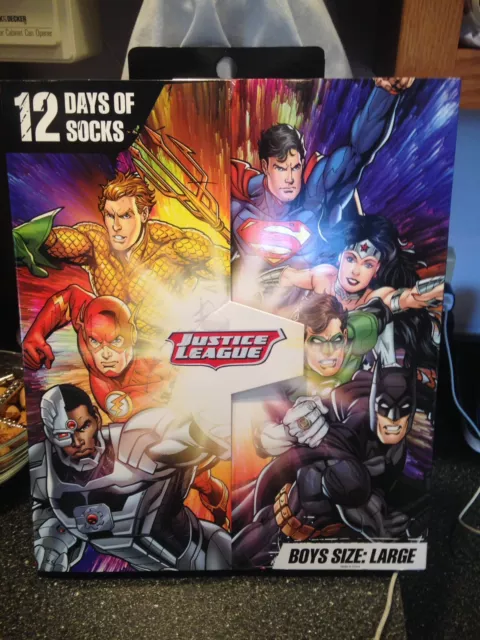 Disney Justice League 12 Days of Socks Advent Calendar Boys Large Brand New