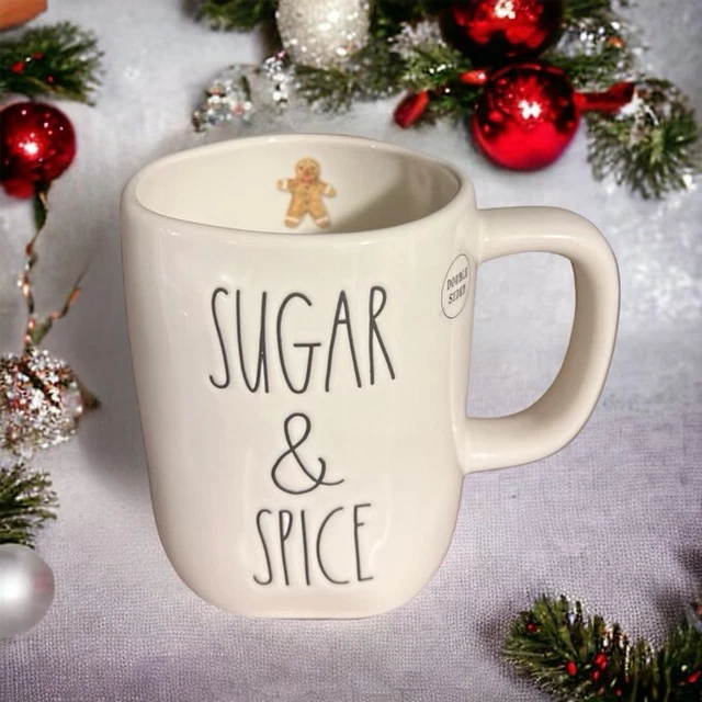 NEW Rae Dunn SUGAR & SPICE Double-Sided Gingerbread Christmas Mug