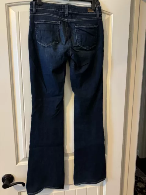 Paige Skyline Boot Jeans, Low-Mid 8.5” Rise, Dark Wash, 33.75” Inseam, Sz 28