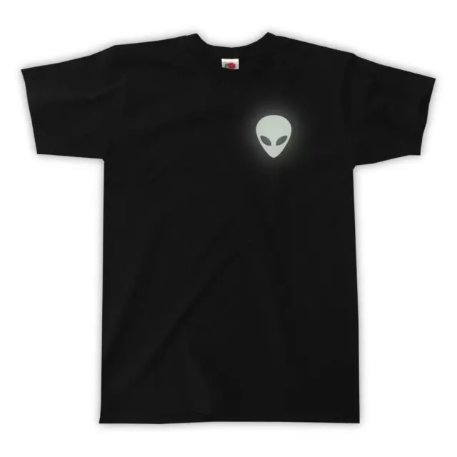 T-Shirt Glow In The Dark Alien - Unisex - Aliens Nasa Stampa Incandescente Ufo Seno