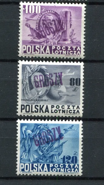 Poland 1950 Groszy Ovpt On Scott Roosevelt Issue C26A-C26C Michel 617-19 Mnh