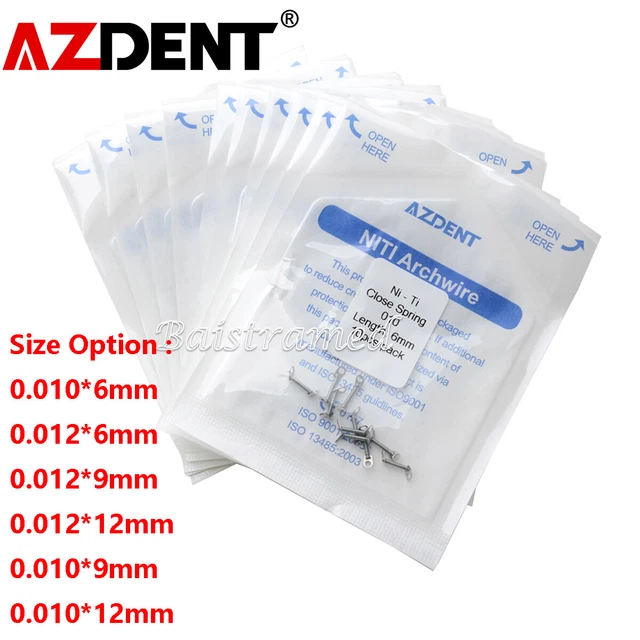 10 Pcs AZDENT Dental Orthodontic NiTi Alloy Closed Coil Spring 0.012/0.010 Force
