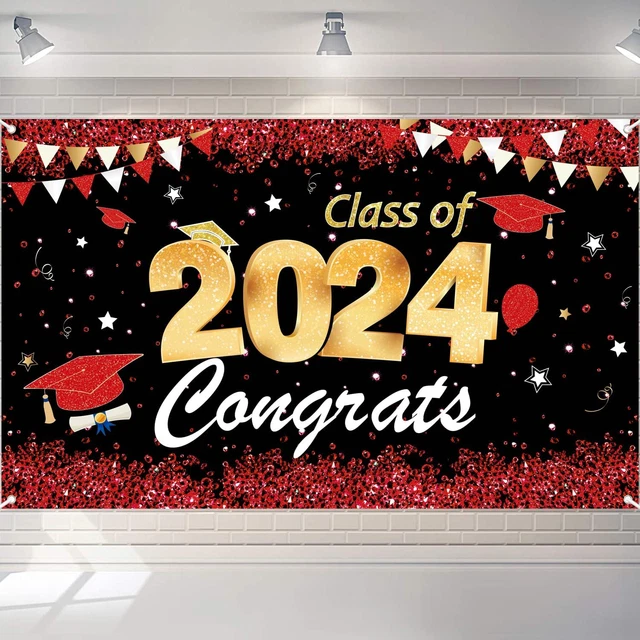 CLASS OF 2024 Banner Backdrop Graduation Party Decorations 2024 Red